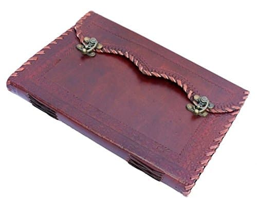 TOL Large Leather Journal Embossed 2 Latches Design Gift Book Diary Journal Christmas Book 10x7