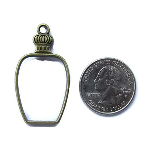 5 Bronze Perfume Bottle Open Bezels for Resin, Open Back Bezel Pendant Blanks for Jewelry Making