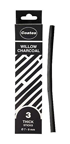 Coate's Willow Charcoal - Box of 3 Thick Sticks