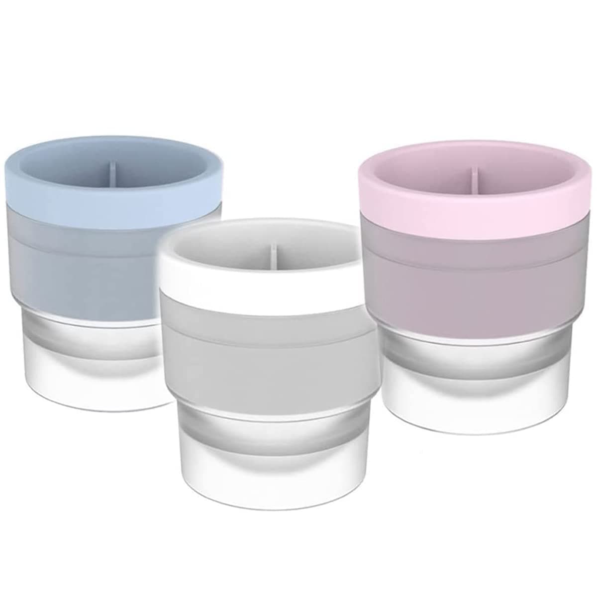 3Pcs Silicone Ice Ball Maker - 2.4 Inch Sphere and Round Ice Moulds, Easy-Release, Reusable for Coffee, Juice or Cocktails (3PCS)