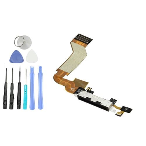 GoodsCity Black USB Charging Charger Dock Port Connector Flex Cable for IPhone 4S 4GS+ Tools with 5 Point Star Pentalobe Screwdriver