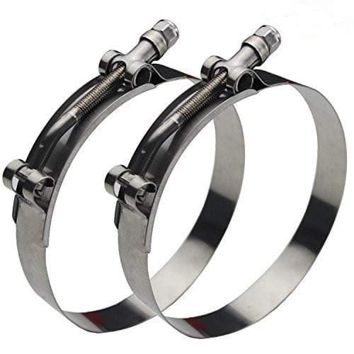Ronteix Full 304 Stainless Steel Adjustable Hose Clamp Lock Nut T-Bolt Clamps (83~91mm, 2 Pack) for 3'' Hose