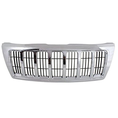 Compatible with 04 Grand Cherokee Limited Front Grille Assembly Chrome Shell Black Insert