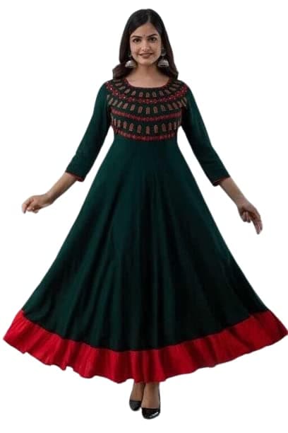 Women Embroidered Rayon Anarkali Kurta