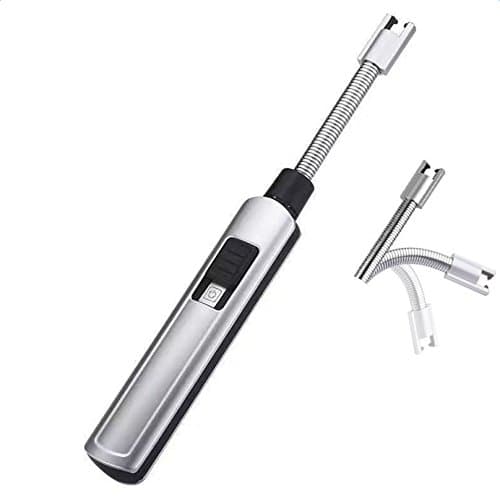 Electronic Gas Hob/Cooker Lighter,Arc Lighter,Electronic Candle Lighter Arc Windproof Flameless USB Rechargeable Lighter Flexible Elbow 360°Rotation for Home,BBQ,Kitchen,Stove,Camping Cigaret (white)