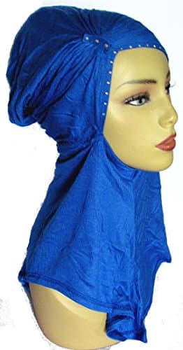 Full Coverage Underscarf Turban Look Front Blue