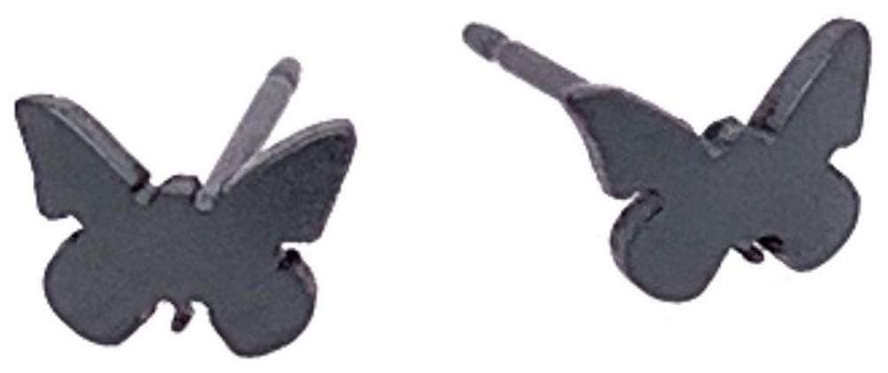 Ti2 Titanium Womens Butterfly Shape 7mm Stud Earrings - Black
