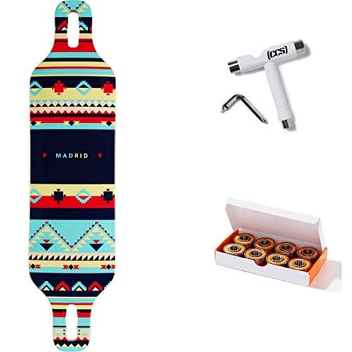 Madrid Dream 39" Drop-Thru Longboard Deck - Inca with CCS Skate Tool and ABEC 7 Built in Spacer Bearings