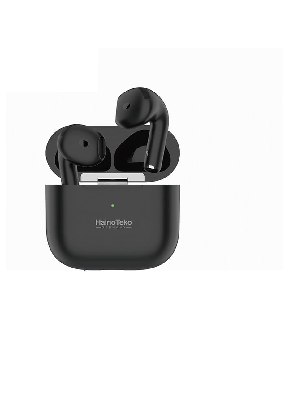 HainoTekoGermany AIR6 True Wireless Stereo Earbuds with Multi Functional Touch Control HD Clear Microphone High Bass Sound Quality and Charging Case for Android mobiles, Tablets and iphones (Black)