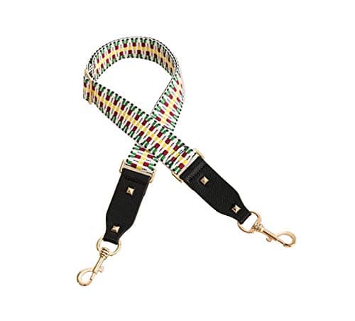 1.5"Wide Adjustable Crossbody Bag Strap Replacement All-Match Canvas Strap for Handbags Purse And Shoulder Strap (Contrast Color Red+Green+Yellow)