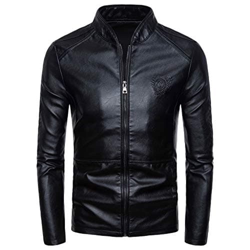 Winter Men's Long Sleeved Retro Solid Jacket Zipper Pocket Collar/Turn-Down Collar Jacket Pure Coat
