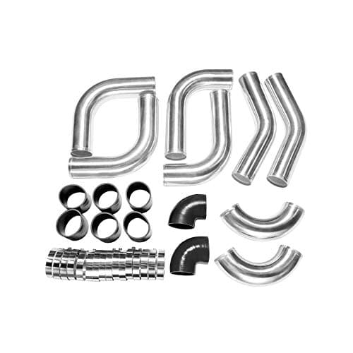3" UNIVERSAL INTERCOOLER PIPING KIT W/PIPE 120 DEGREE + BLACK HOSES Tube