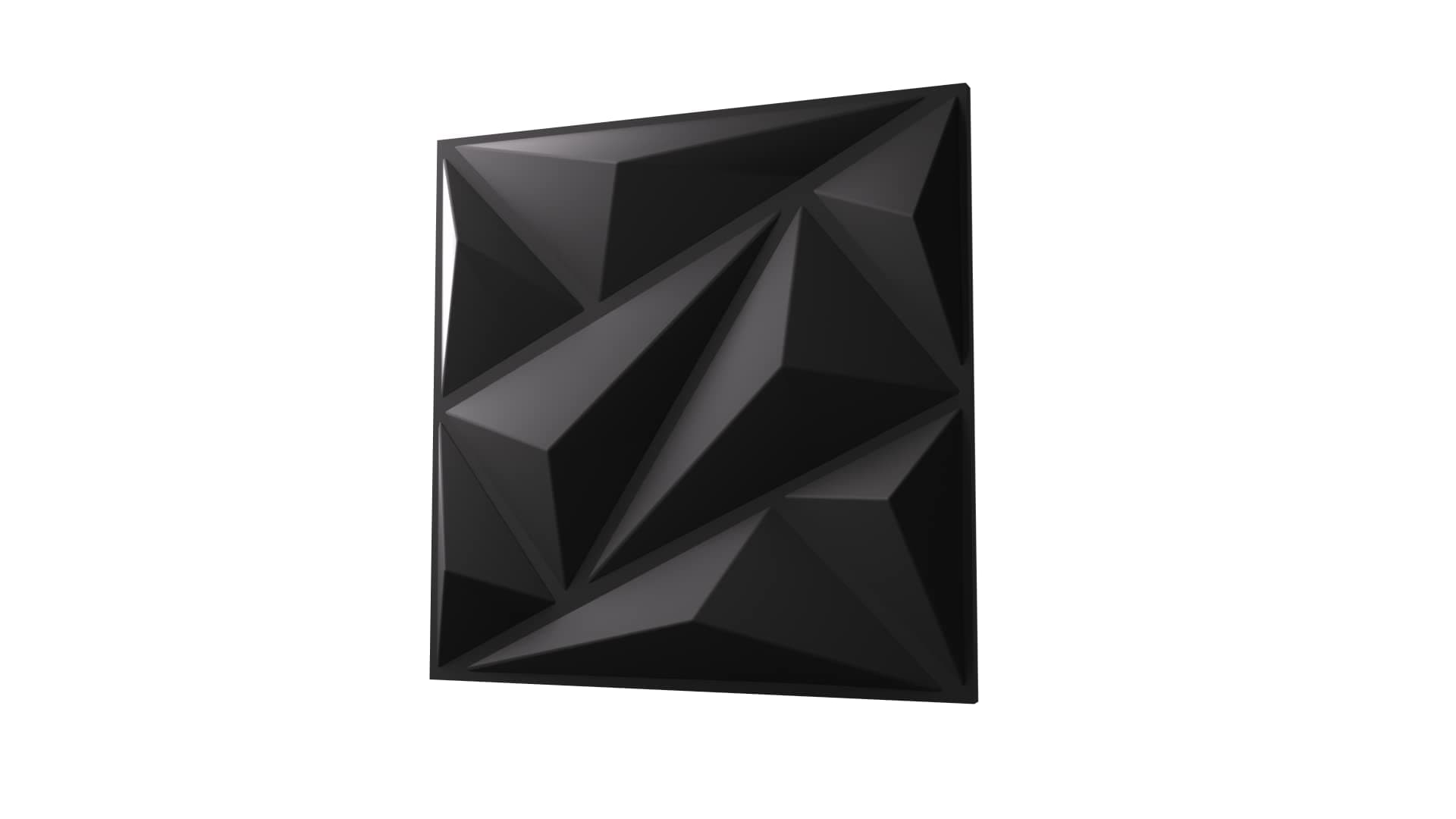 Anigma 3D PVC Wall Panels, 5 Different Shapes, White/Black, Easy Installation, 12 Panel Pack, 500x500mm Each Panel (Polygons/Black)