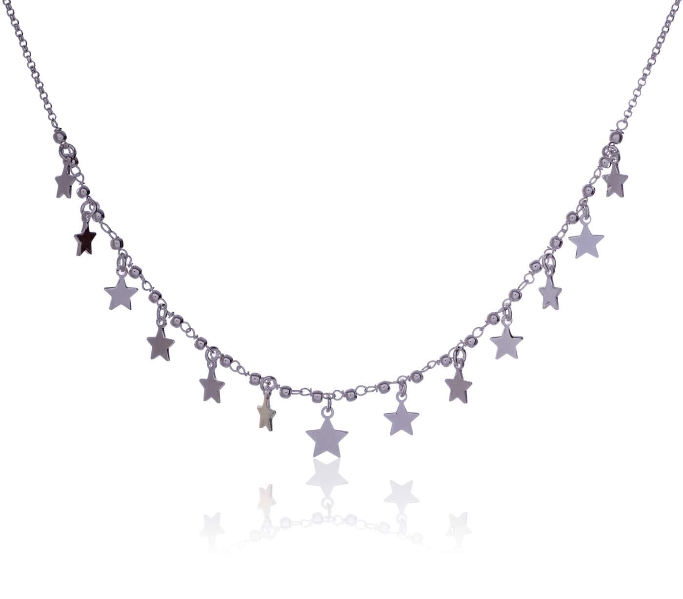 SilverLuxe Sterling Silver Dangling Star Chain Necklace- 16 + 2"