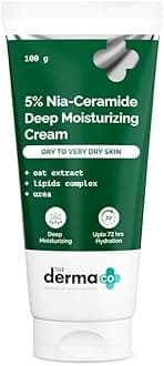 The Derma Co 5% Nia-Ceramide Deep Moisturizing Cream | 5% Niacinamide & Ceramide | 72hrs.Hydration | Urea, Lipids & Oat Extracts | Moisturizer for Dry to Very Dry Skin-100g