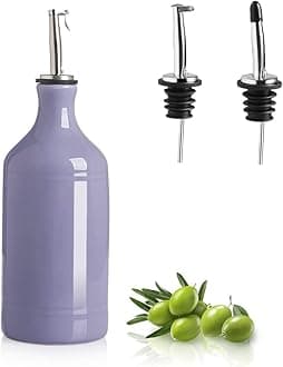 Sweejar Ceramic Olive Oil Dispenser Bottle, Opaque Oil Cruet Protects Oil to Reduce Oxidation, Suitable for Storage Oil, Vinegar, Coffee Syrups & Other Liquids, Pack of 1, 15.5 Fl Oz (Purple)
