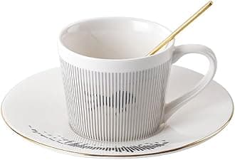 Mirror Cups and Saucers, Mirror Reflection coffee mug, Ceramic Tea Cups and Saucers Sets for Women Wedding Party Afternoon Tea （Silver lion）