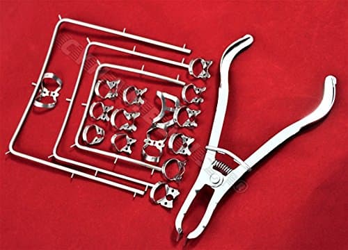 New Rubber Dam Kit Starter of 19 Pcs with Frame Punch Clamps Dental Instruments