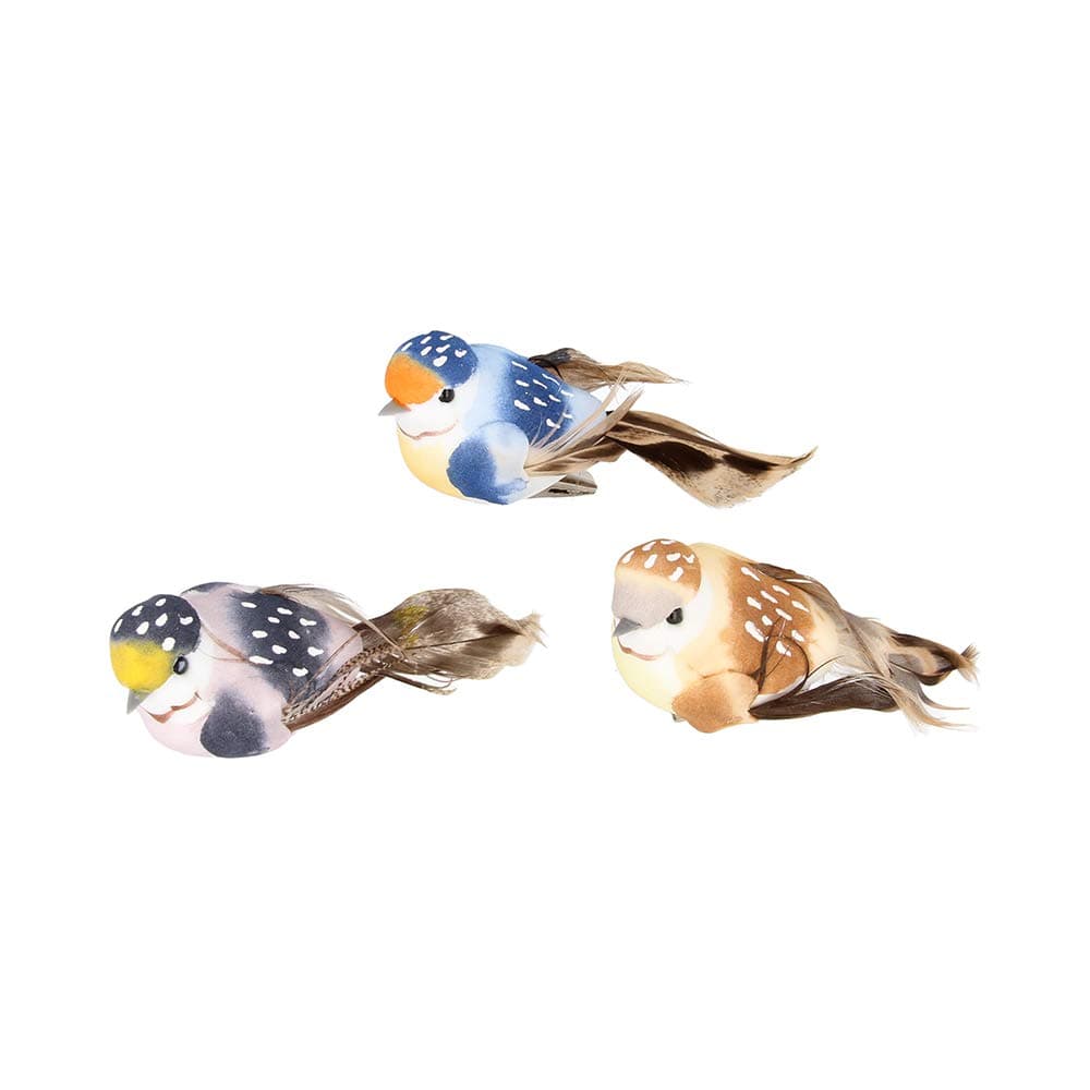 Artemio 10 x 4.5 x 4 cm 3-Piece Birds on Clip, Multi-Colour