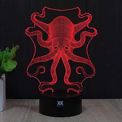 Octopus Gift Ideas Night Lights 3D Illusion Lamp Animal Light Led Desk Lamps Unique Anniversary Gifts for Baby Home Decor Office Bedroom Wedding Party Decorations Nursery Lighting 7 Color (Octopus)