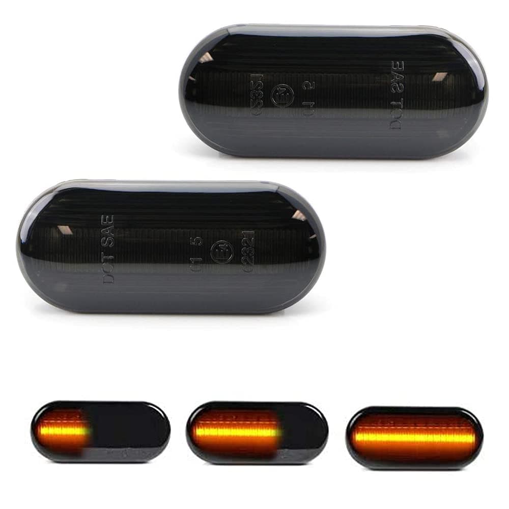 GemPro 2Pcs Dynamic Smoke Amber LED Side Marker Turn Signal Light For VW Golf3 Golf4 Bora Lupo Passat Polo Sharan Vento T5