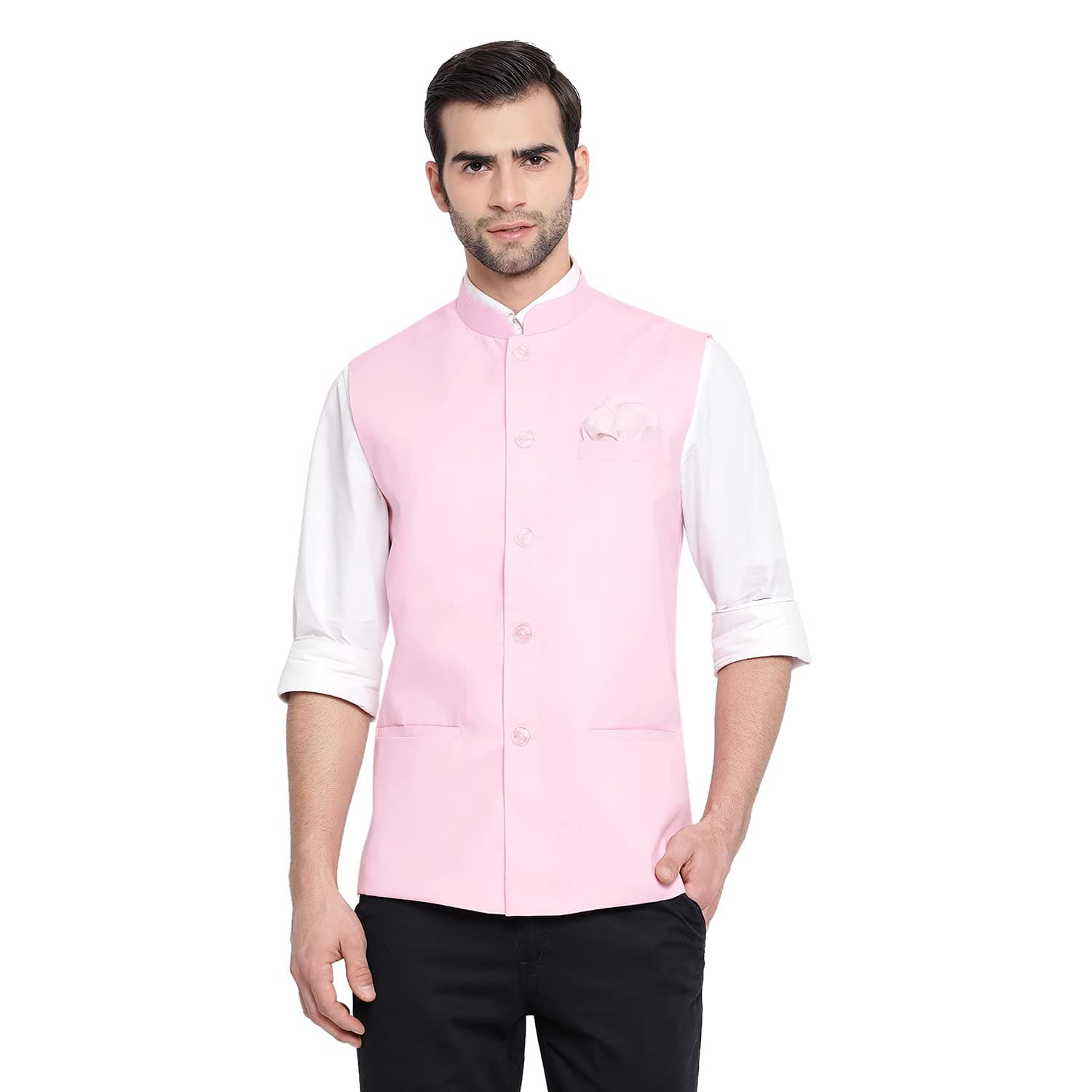 VASTRAMAYMen's Cotton Blend Nehru Jacket