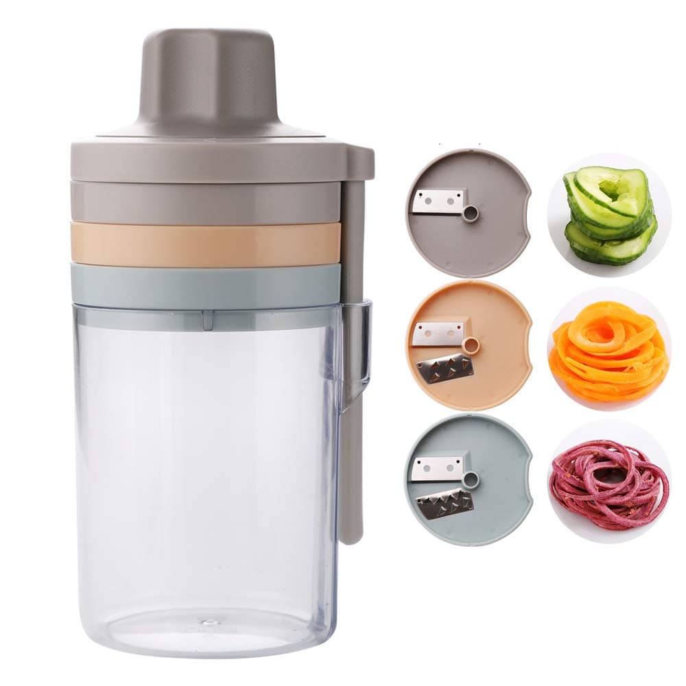 Caliamary Vegetable Spiralizer, 3-Blade Spiralizer Vegetable Slicer with Container, Veggie Pasta Spaghetti Maker Spiral Slicer for Salad, Zucchini Noodles (Colorful)