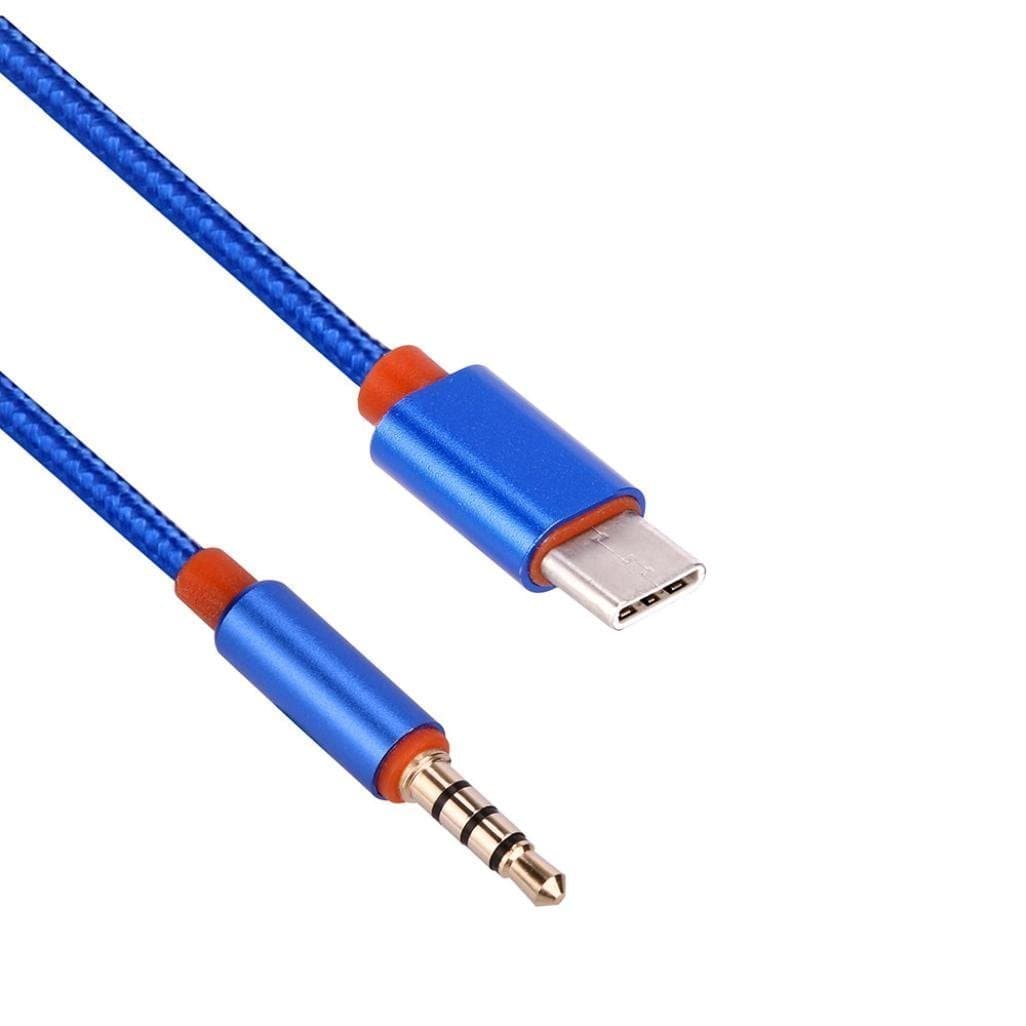 Type-c to 3.5mm Audio Aux Cable,Wpeng 3FT Gold-Plated Stereo 3.5mm 4 Pole Male to USB-C Male Weave Nylon Speaker Cable Specialty(Not Working Pixel 2 XL/2)(Blue)