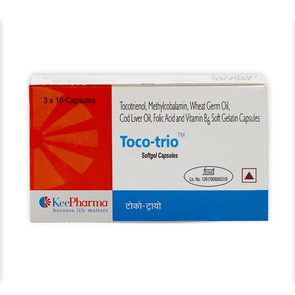 Tocotrio, 3 X 10 Capsules, Vitamin E Supplement for Leg Cramps, Antioxidants, Vitamin B