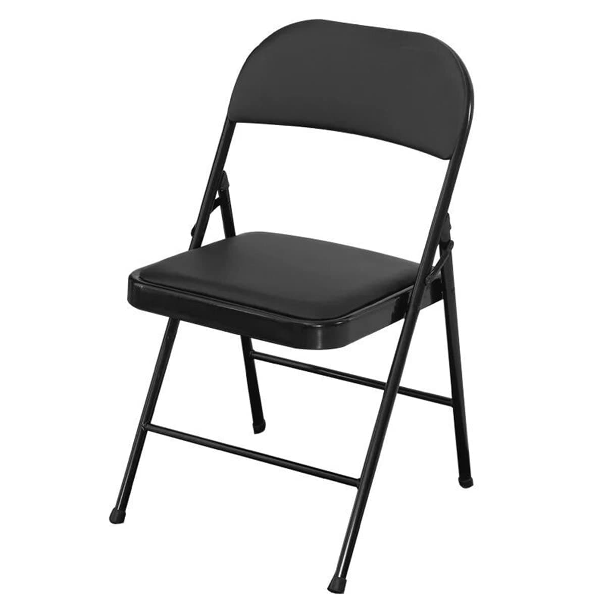 SKY-TOUCH Folding Chair with Padded Seat&Backrest,Multi Functional PU Portable Chairs for Indoor/Outdoor Home Dining Office Outdoor Fishing, Black - 40x40x80cm