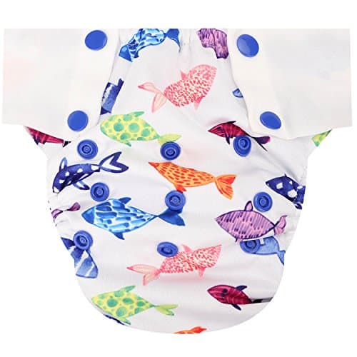 HappyEndings Toddler/Kid Pull On Reusable Cloth Diapers/Training Pants Special Needs Incontinence (Medium: Fits 35-50 Pounds)1 Fish, 2 Fish)