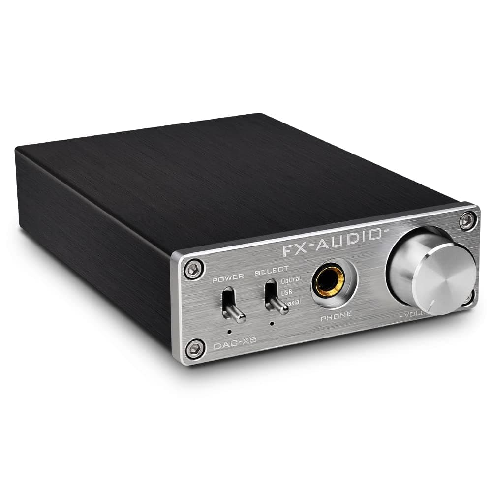 KGUSS FX-Audio DAC-X6 Mini HiFi 2.0 Digital Audio Decoder DAC Input USB/Coaxial/Optical Output RCA/Headphone Amp 24Bit/96KHz DC12V(Silver)