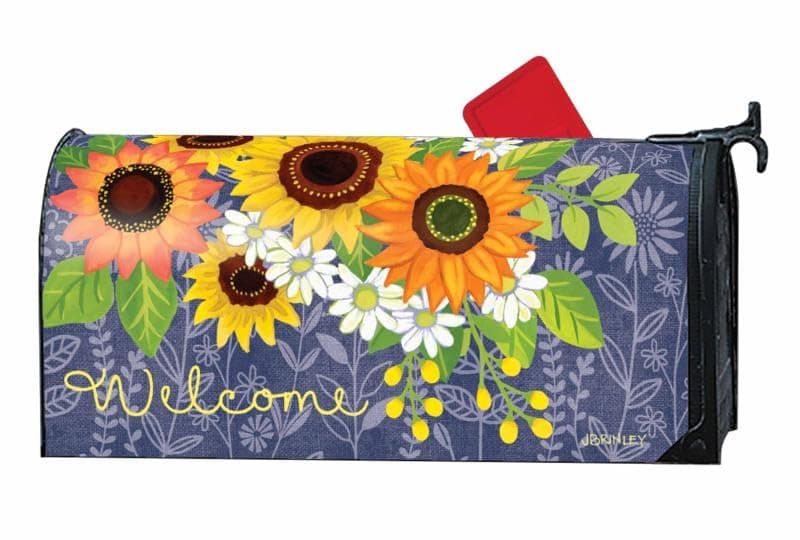 MailWraps Studio M Denim Garden Decorative, The Original Magnetic Mailbox Cover, Made in USA, Superior Weather Durability, Standard Size fits 6.5W x 19L Inch Mailbox