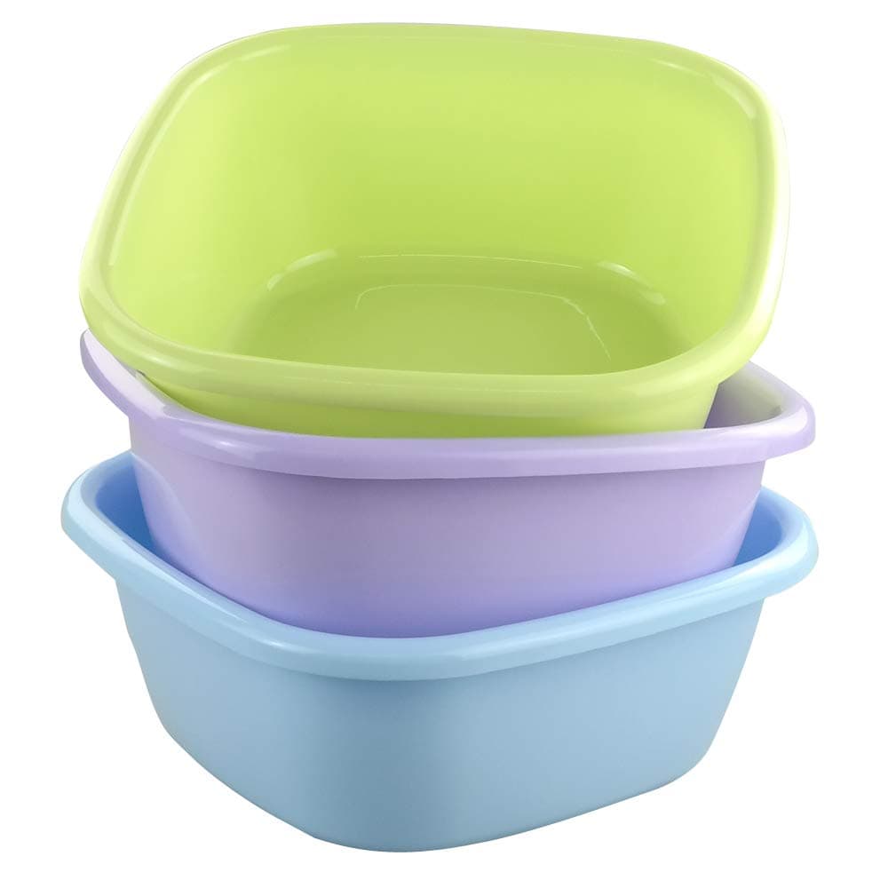 Yuright Plastic Wash Basin, 12 Quart Plastic Tubs, 3 Packs