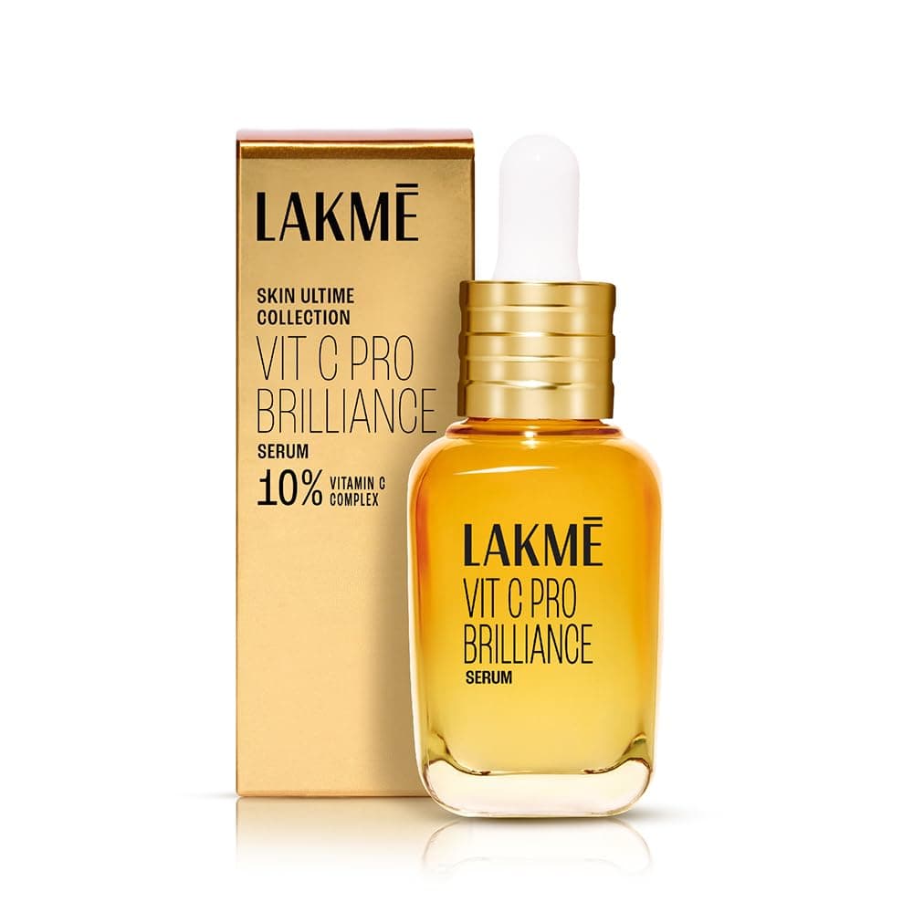 Lakme Vit C Brillance Serum, 10% Vit C Complex, Glass Skin in 21 Days, Tighter Brighter Skin, 30ml