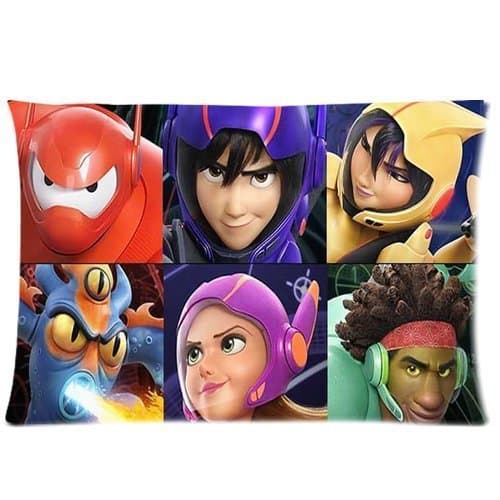 Generic Cotton & Polyester Pillowcase Soft Pillow Cover Big Hero 6 Cute Hiro Baymax GoGo Tomago Wasabi Honey Lemon Print Twin Sides 20 by 30 Inch