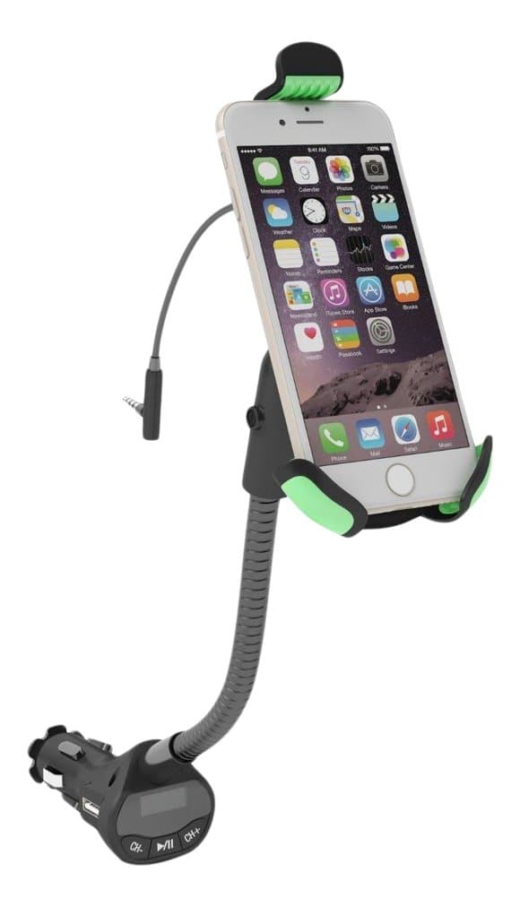 Car Mount, Beepels FM Transmitter with Car Phone Holder and USB Port Car Charger - Fest Charging