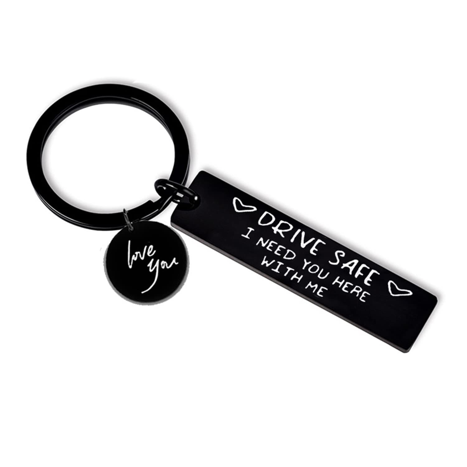GrekywinDrive Safe Keychain I Need You Here with Me Keychain for Boyfriend Girlfriend Husband Dad or Valentine's Day Gifts (Black) Style 1