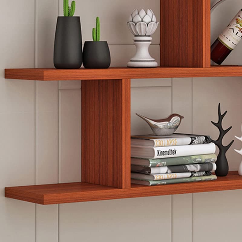 LITFAD 3-Shelf Modern Wood Bookcase Floating Shelf for Wall Storage Wall Mounted Book Shelf for Living Room Study Room Office - Brown 47.2" L x 7.9" W x 37.9" H