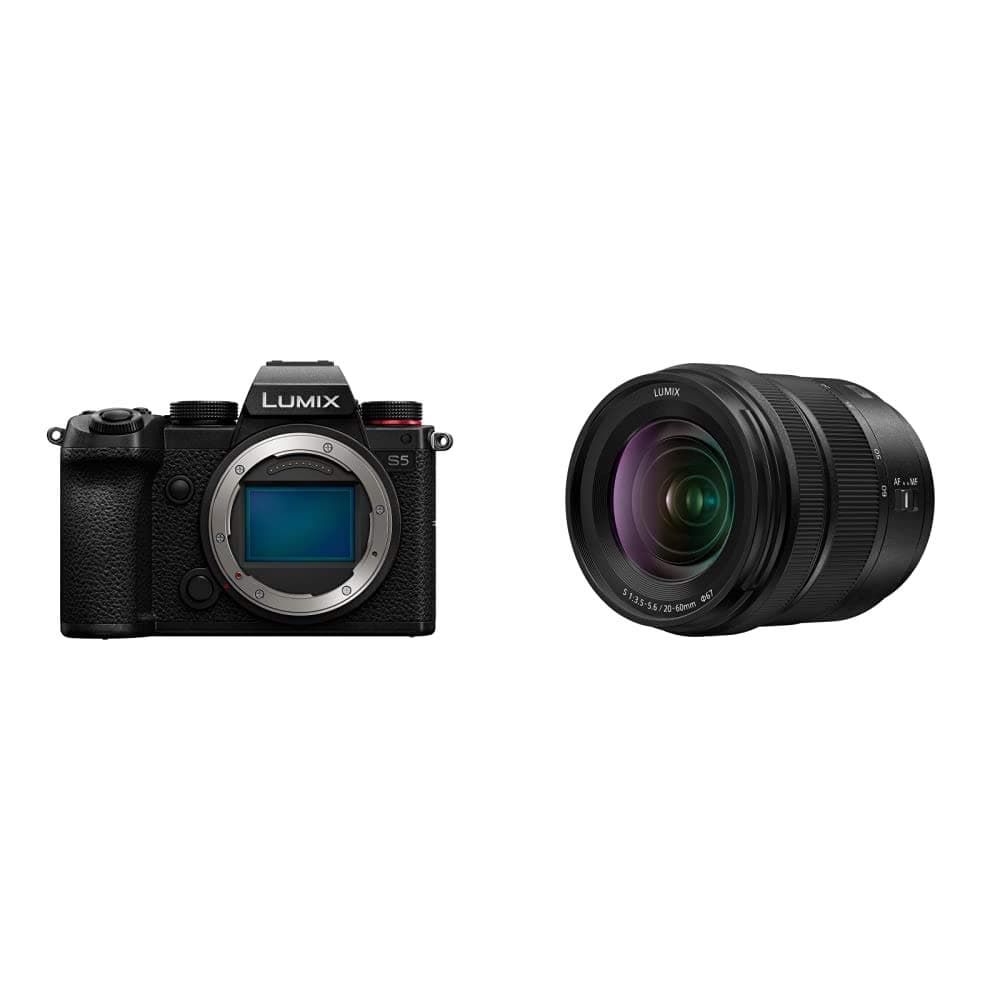 LUMIX S5 Full Frame Mirrorless Camera (DC-S5BODY) and LUMIX S 20-60mm F3.5-5.6 L Mount Interchangeable Lens (S-R2060)