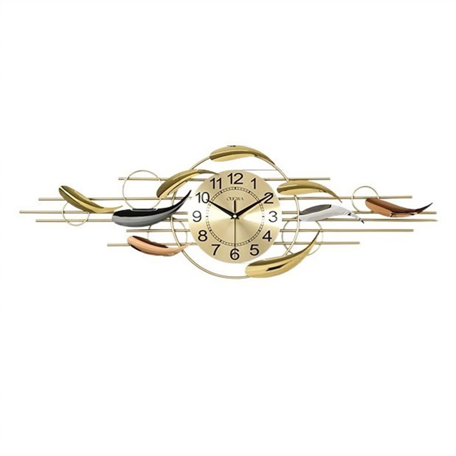 HEGZA Wall Clock Creative Fish Shaped Metal Wall Clock Living Room Creative Art Decoration Luxurious Decorations on the Clock Wall Decorative Wall Clocks (Size : Grey)