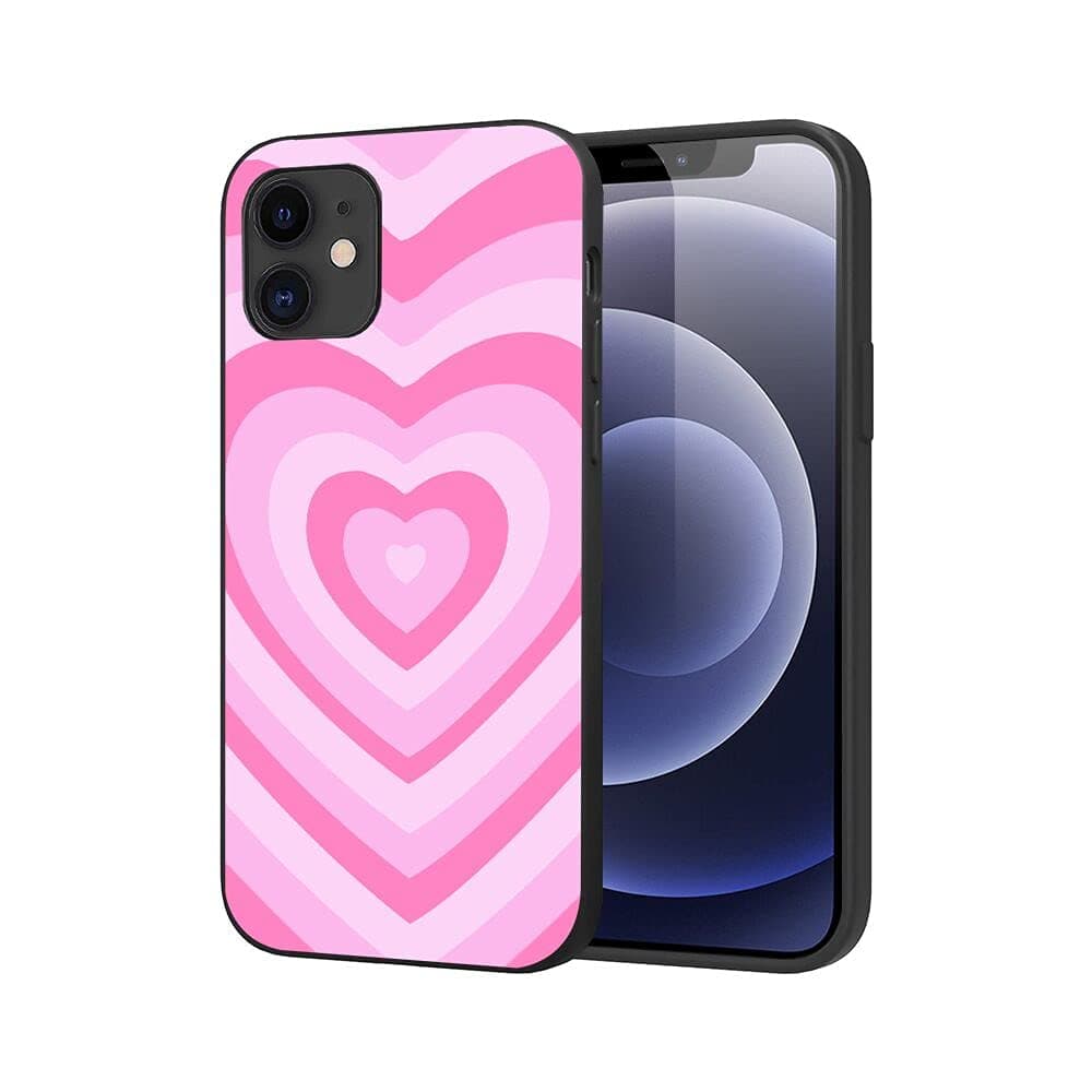 LUOWAN for iPhone 11 Love Heart Case,Silicone Shell with Cute Pink Love Heart Coffe Latte Pattern Design for Women Girls Teen, Shockproof Slim Fit Soft TPU Cover Protective Phone Cases_6.1 inch