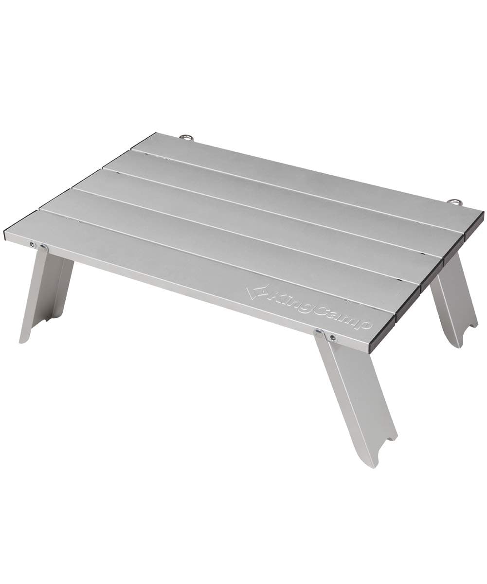 KingCamp Aluminum Roll Up Mini Coffee Side Table with Carry Bag for Camping (Silver Small, Desktop 44 x 29cm)