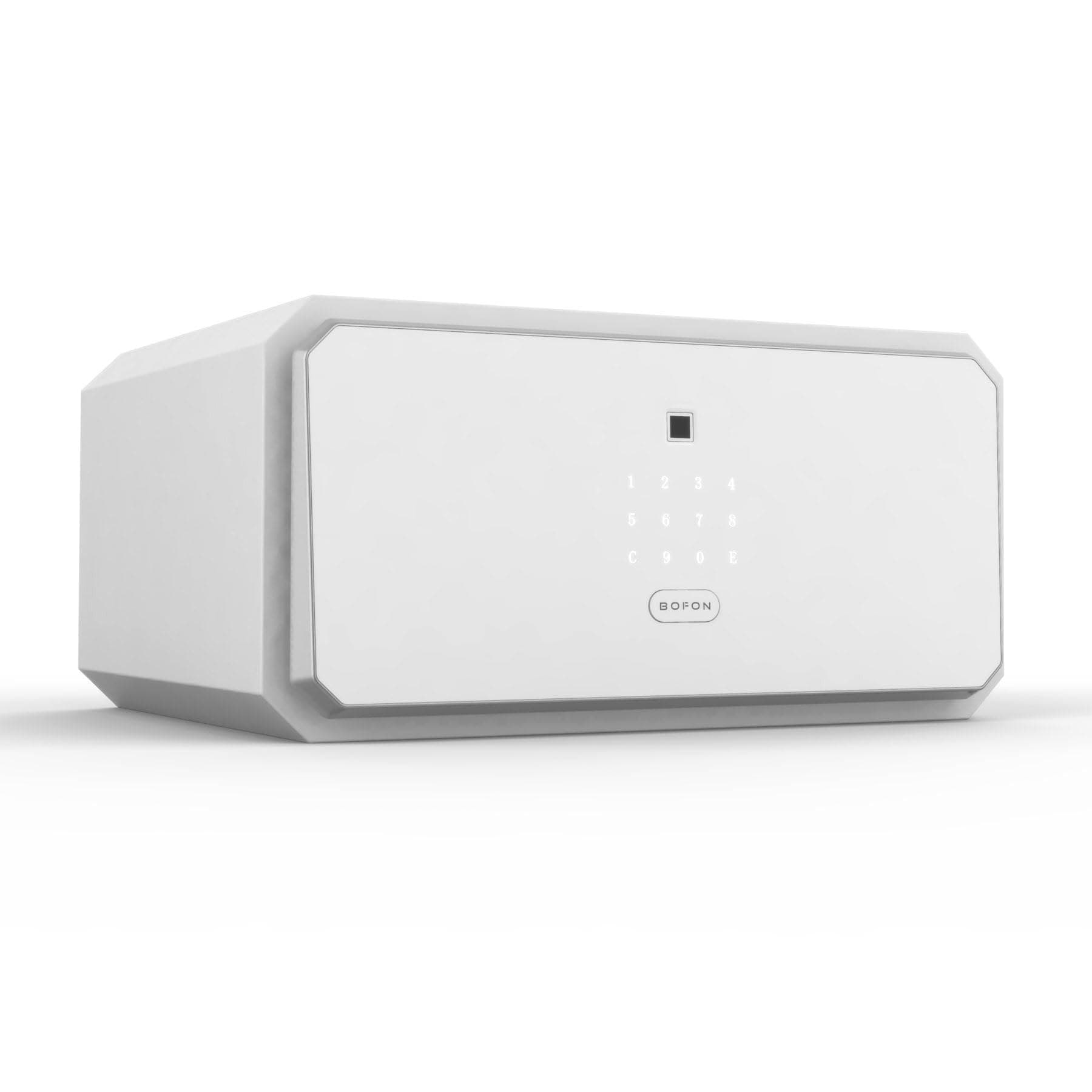 BOFON Fingerprint Password Safe Box, Security Box with Key,Safety Boxes for Home,Cabinets for Office,1.45 Cubic White
