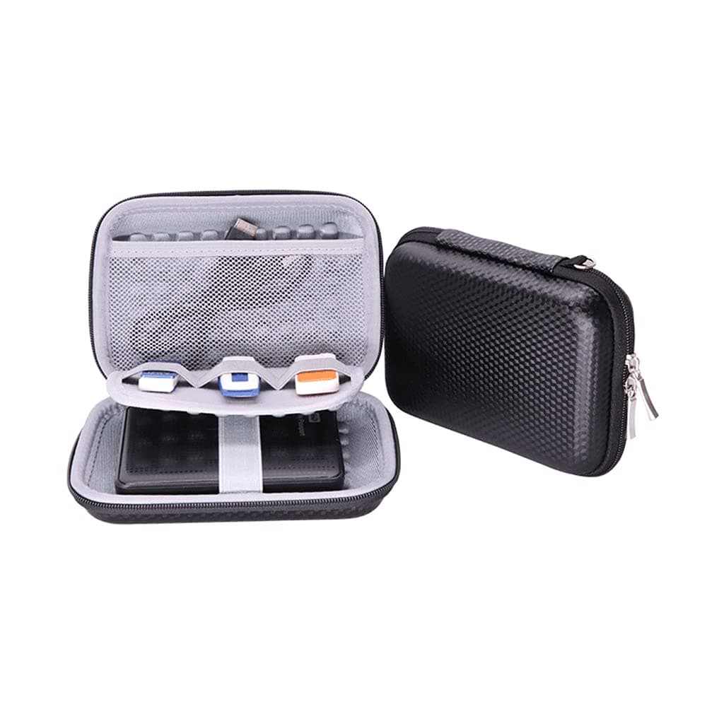 Hard Drive Case Bag, Shockproof Electronic Accessories Organizer Bag For 2.5 Inch Hard Drives, Power Bank, USB Cables, Headphones and Other Small Things,Black