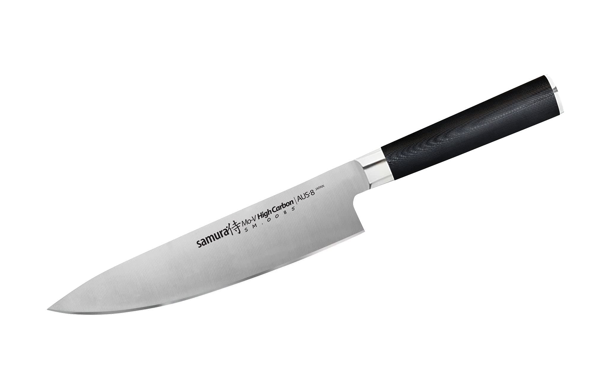 Samura MO-V Chef's Knife | 8 Inch Blade | G-10 Handle with Stainless Steel Bolster | Single-Layer Molybdenum-Vanadium Steel | Precision Cutting | Corrosion Resistant