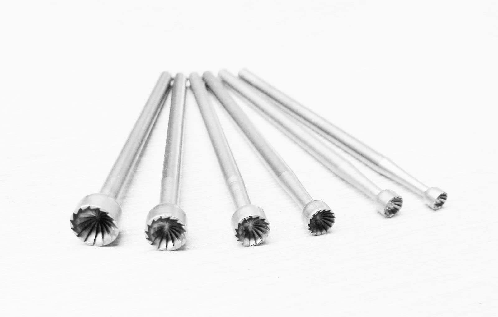 Large Cup Burs Fig 77b Concave Cutter Fraise 6 Size Burr Assortment Set 025, 030, 035, 040, 045 and 050 Swiss Made