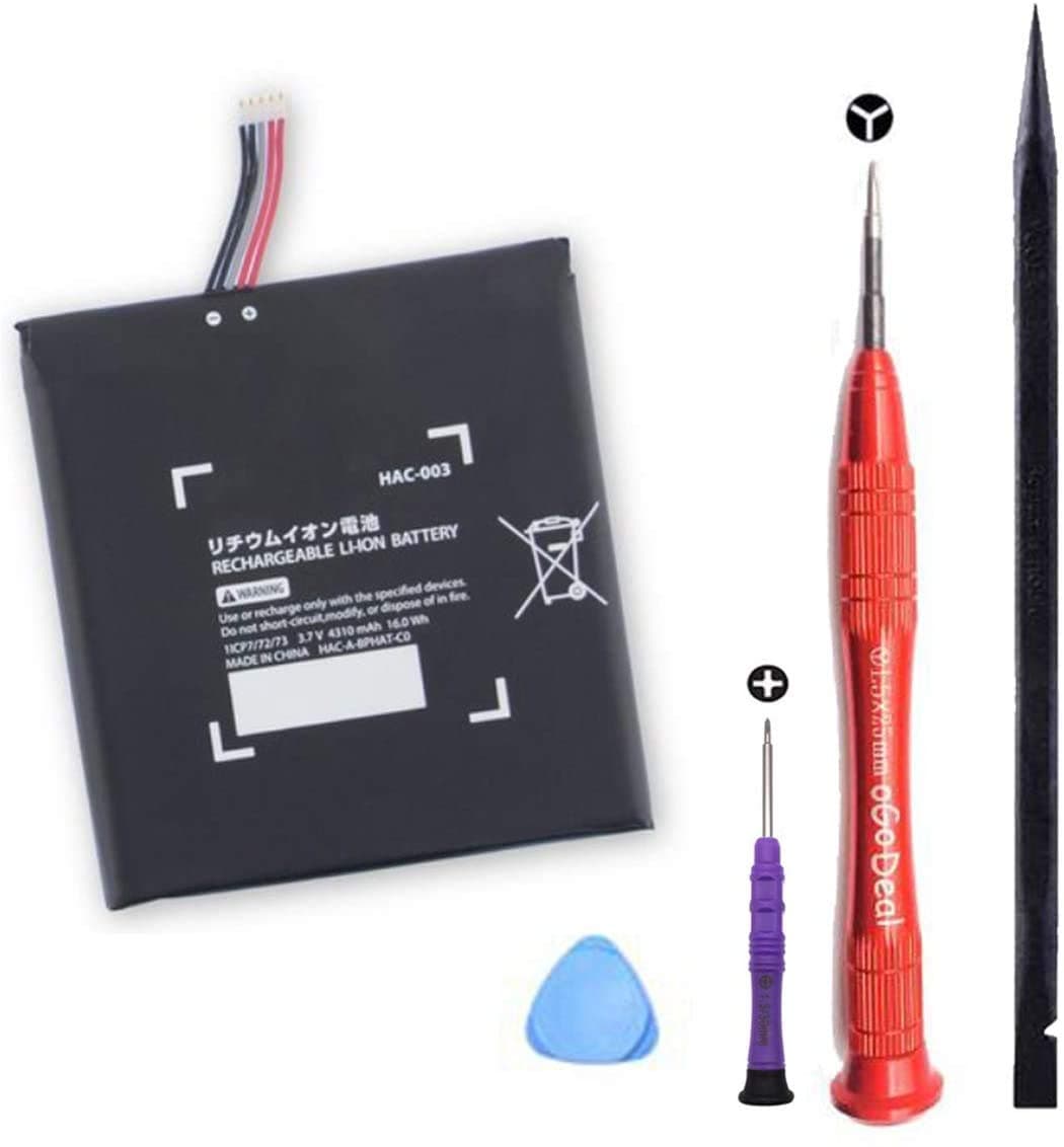 oGoDeal HAC-003 Battery Replacement Compatible for Nintendo Switch 2017 Game Console HAC-001 Internal Upgrade 4310mAh Battery with DIY Repair Tool Kit