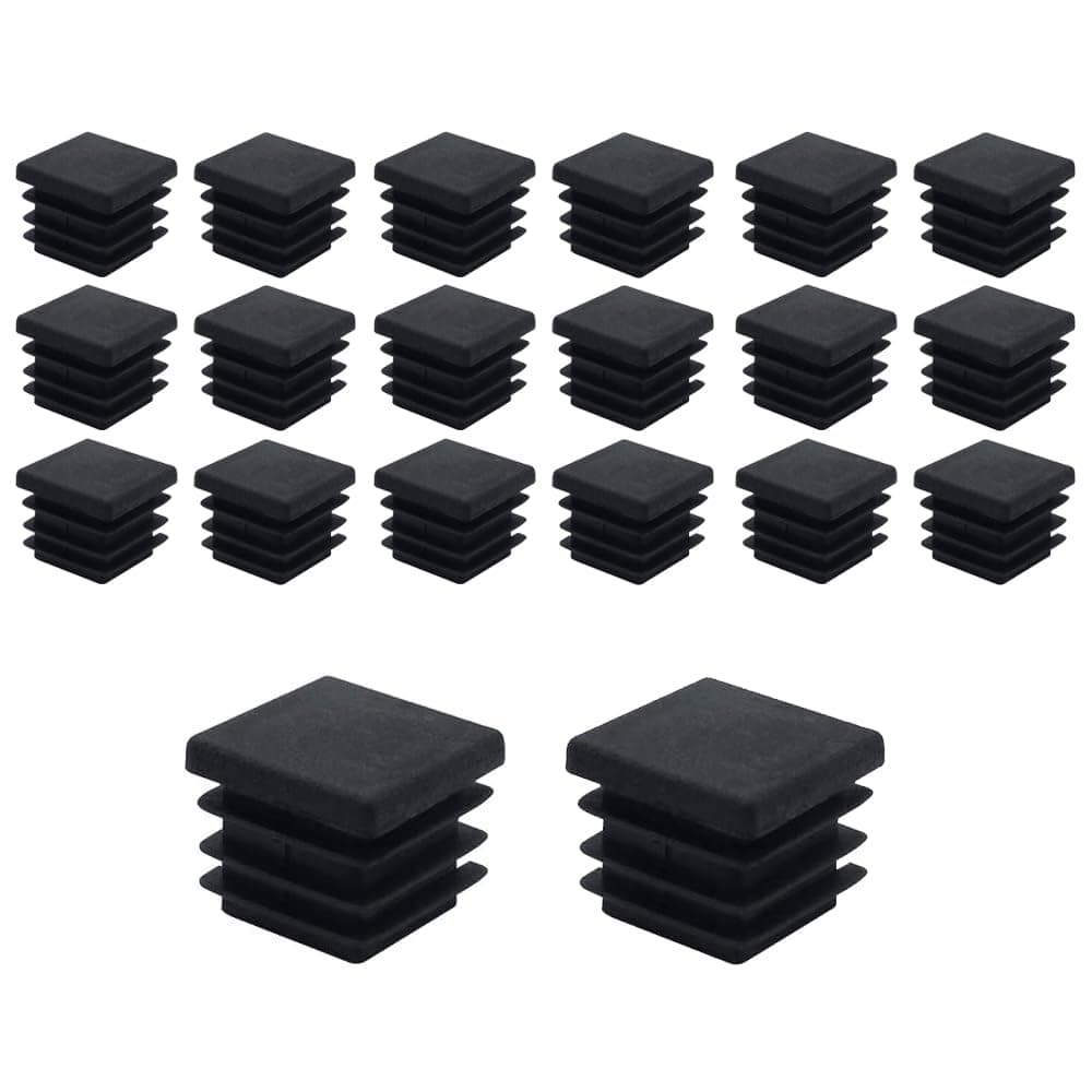 20 Pcs Square Plastic Plugs, Black Tube Inner End Caps, 35mm x 35mm Cover for Furniture Chair Desk Leg Tables Foot, Pipe