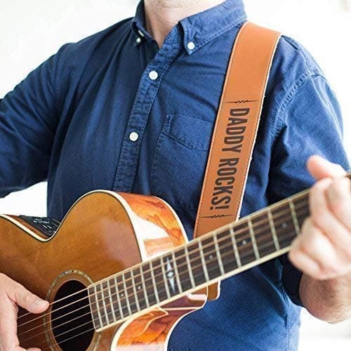 Personalised Leather Guitar Strap - Customised leather guitar strap, for guitar, bass guitar & more, personalized guitar gift for musician